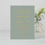 Antonia Groen Goud Elegante Huwelijk Folie Uitnodiging<br><div class="desc">Elegante huwelijksuitnodigingen met een eenvoudig ontwerp met script- en serif-lettertypen.</div>