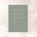 Antonia Groen Goud Elegante Huwelijk Folie Uitnodiging<br><div class="desc">Elegante huwelijksuitnodigingen met een eenvoudig ontwerp met script- en serif-lettertypen.</div>