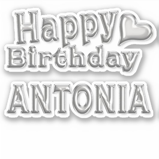 Antonia Happy Birthday silver Aufkleber Sticker (Voorkant)
