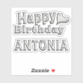 Antonia Happy Birthday silver Aufkleber Sticker (Vel)