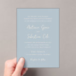 Antonia Poeder Blauw Elegant Huwelijk Acryl Uitnodigingen<br><div class="desc">Elegante huwelijksuitnodigingen met een eenvoudig ontwerp met script- en serif-lettertypen.</div>