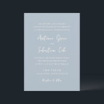 Antonia Poeder Blauw Elegant Huwelijk Kaart<br><div class="desc">Elegante huwelijksuitnodigingen met een eenvoudig ontwerp met script- en serif-lettertypen.</div>