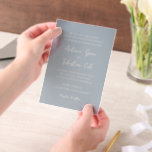 Antonia Poeder Blauw Elegant Huwelijk Vellum Uitnodigingen<br><div class="desc">Elegante huwelijksuitnodigingen met een eenvoudig ontwerp met script- en serif-lettertypen.</div>