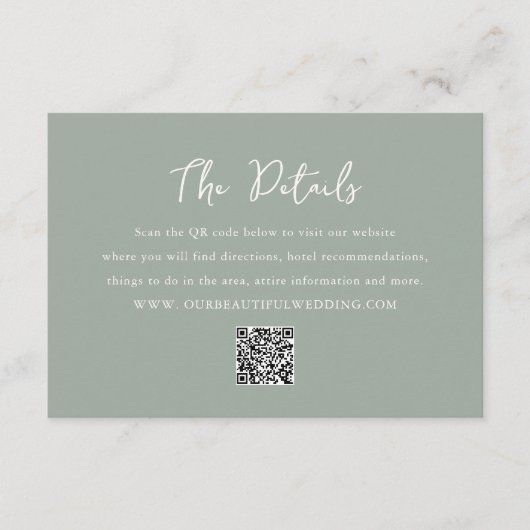 Antonia Sage Green Elegante bruiloft Informatiekaartje (Voorkant)