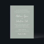 Antonia Sage Green Elegante bruiloft Kaart<br><div class="desc">Elegante huwelijksuitnodigingen met een eenvoudig ontwerp met script- en serif-lettertypen.</div>