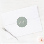 Antonia Sage Green Elegante bruiloft Ronde Sticker<br><div class="desc">Elegante bruiloft stickers met een eenvoudig ontwerp met uw monogram in een script lettertype.</div>