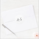 Antonia Zwart-wit Elegant Huwelijk Ronde Sticker<br><div class="desc">Elegante bruiloft stickers met een eenvoudig ontwerp met uw monogram in een script lettertype.</div>