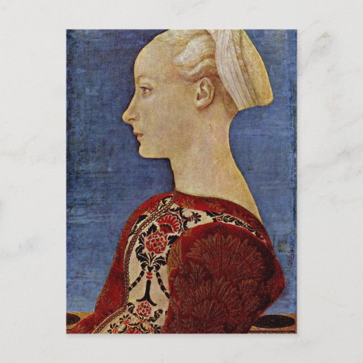 Antonio del Pollaiuolo Profilbildnis einer jungen Briefkaart (Voorkant)