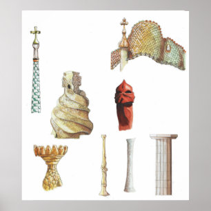 Antonio Gaudi. Barcelona. Spanje. Architecturaal Poster