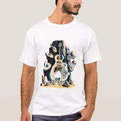 Antonio Gaudi gestileerde schilderij, rockband muz T-shirt (Voorkant)