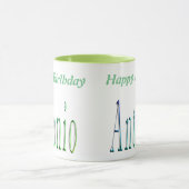 Antonio, Happy Birthday Logo, Green Combo Mok (Midden)