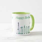 Antonio, Happy Birthday Logo, Green Combo Mok (Voorkant rechts)