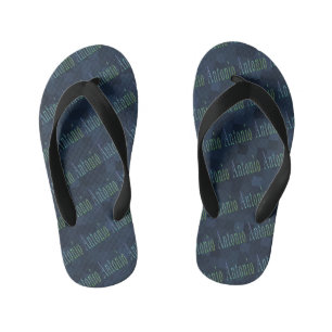 Antonio naam logo op blauwe mozaïek kinder teenslippers
