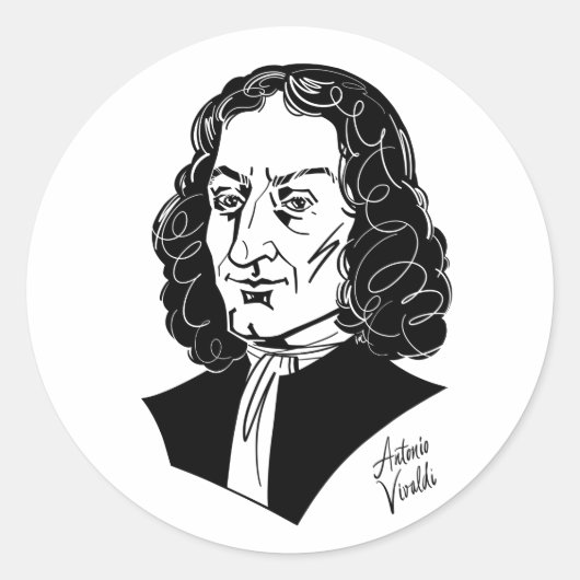Antonio Vivaldi Ronde Sticker (Voorkant)