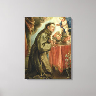 Antonius van Padua die het Christus Kind aanbidt Canvas Afdruk