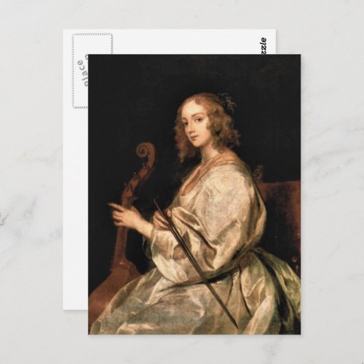 Antoon van Dyck - Portret van Mary Ruthven vrouw v Briefkaart (Voorkant / Achterkant)
