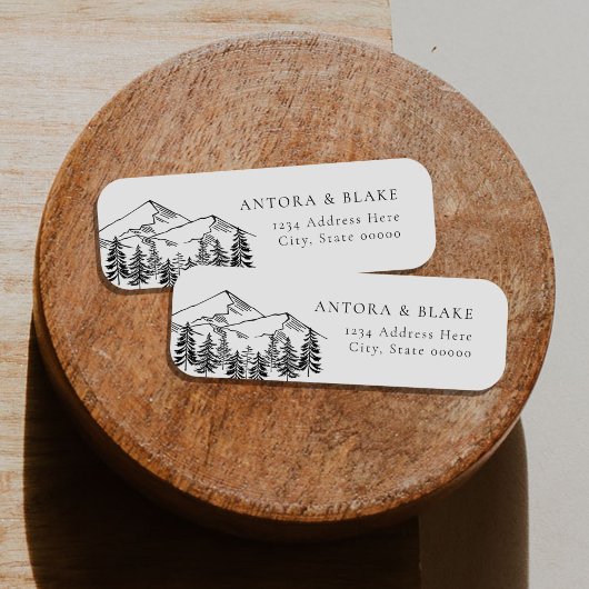 ANTORA Black & White Mountains Return Address Etiket