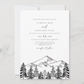 ANTORA Moderne Zwarte Witte Grove Berg Bruiloft Kaart (Voorkant)