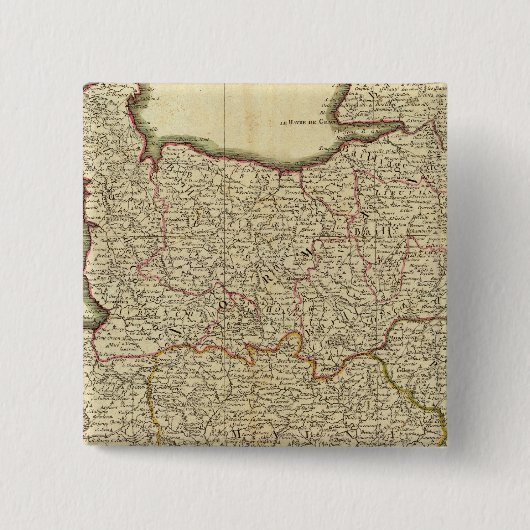 Antque Map of France Vierkante Button 5,1 Cm (Voorkant)
