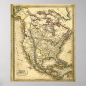 Antquie Map of North America Poster (Voorkant)