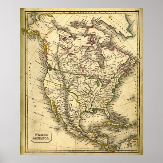 Antquie Map of North America Poster (Voorkant)