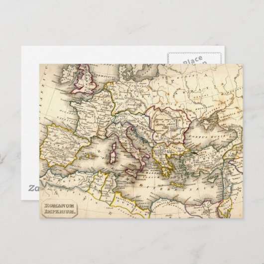 Antquie Map van Oude Romeinen Briefkaart (Voorkant / Achterkant)