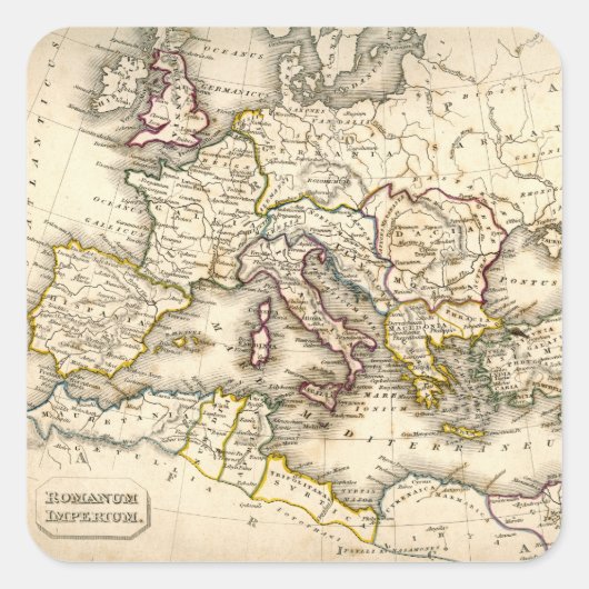 Antquie Map van Oude Romeinen Vierkante Sticker (Voorkant)