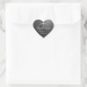 Antraciet met zilveren frame monogram bedankt hart sticker (Tas)