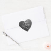 Antraciet met zilveren frame monogram bedankt hart sticker (Envelop)
