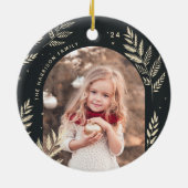 Antraciet | Winter Laurel Photo Keramisch Ornament (Achterkant)