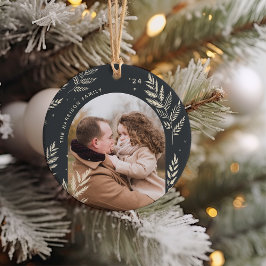 Antraciet | Winter Laurel Photo Keramisch Ornament