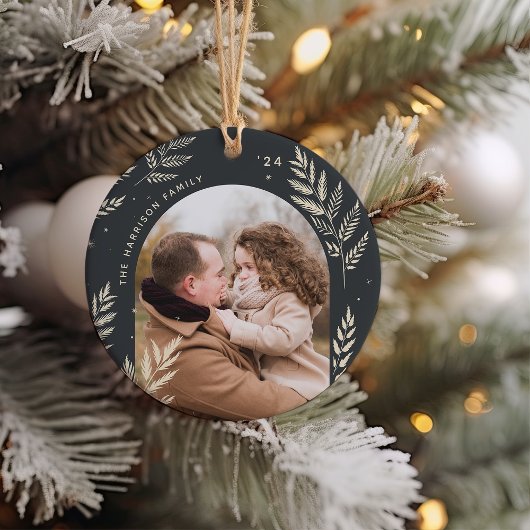 Antraciet | Winter Laurel Photo Keramisch Ornament