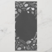 Antracietgrijs & Zilveren Bloemen Bruiloftsmenu Ka Menu (Achterkant)