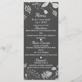 Antracietgrijs & Zilveren Bloemen Bruiloftsmenu Ka Menu