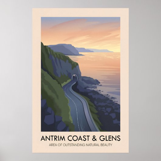 Antrim Kust en Glens AONB Reisposter Poster (Voorkant)