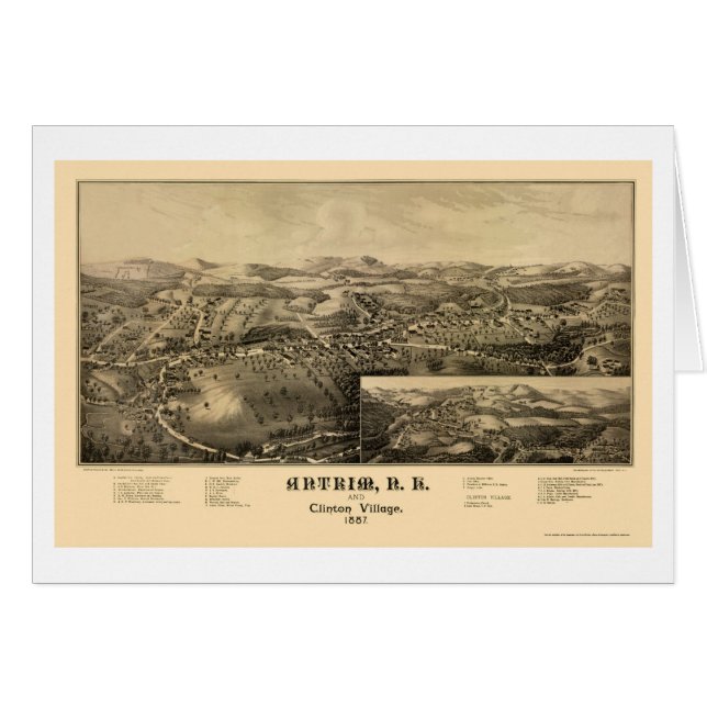 Antrim, NH Panorama Map - 1887 (Voorkant Horizontaal)