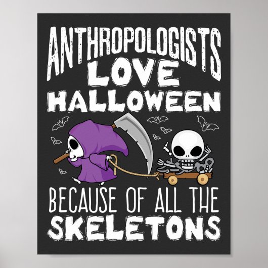 Antropologen houden van Halloween Skeletons Poster (Voorkant)