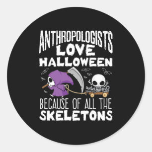 Antropologen houden van Halloween Skeletons Ronde Sticker