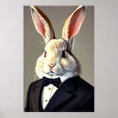 Antropomorf konijn in zwart pak | AI Art. Poster (Voorkant)