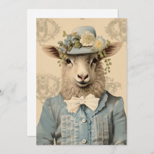 antropomorf paaschaap feestdagenkaart (Voorkant / Achterkant)