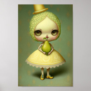 antropomorf pear girl in pop surrealistische stijl poster
