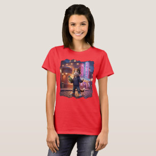 Antropomorfe 3D Nieuwsgierigheid Kat Spreekwoord T-shirt