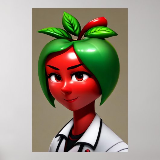 Antropomorfe appelvrouw | AI Art Poster (Voorkant)