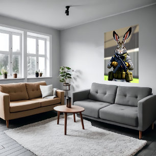 Antropomorfe bunny soldaat AI Art. Poster