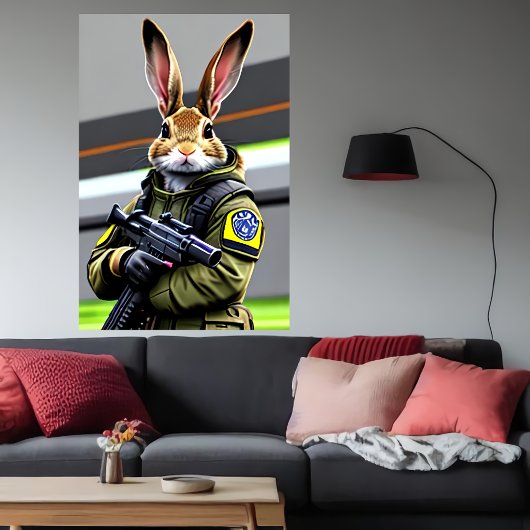 Antropomorfe coole konijnenSoldaat | AI Art. Poster