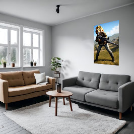 Antropomorfe coole lion Soldier | AI Art Poster