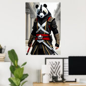 Antropomorfe coole Panda Assassin | AI Art. Poster (Thuiskantoor)