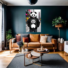 Antropomorfe coole Panda in de stad | AI Art. Poster