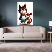 Antropomorfe hond en zijn huisdier | AI Art Poster