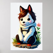 Antropomorfe hond met een bloem | AI Art Poster (Voorkant)